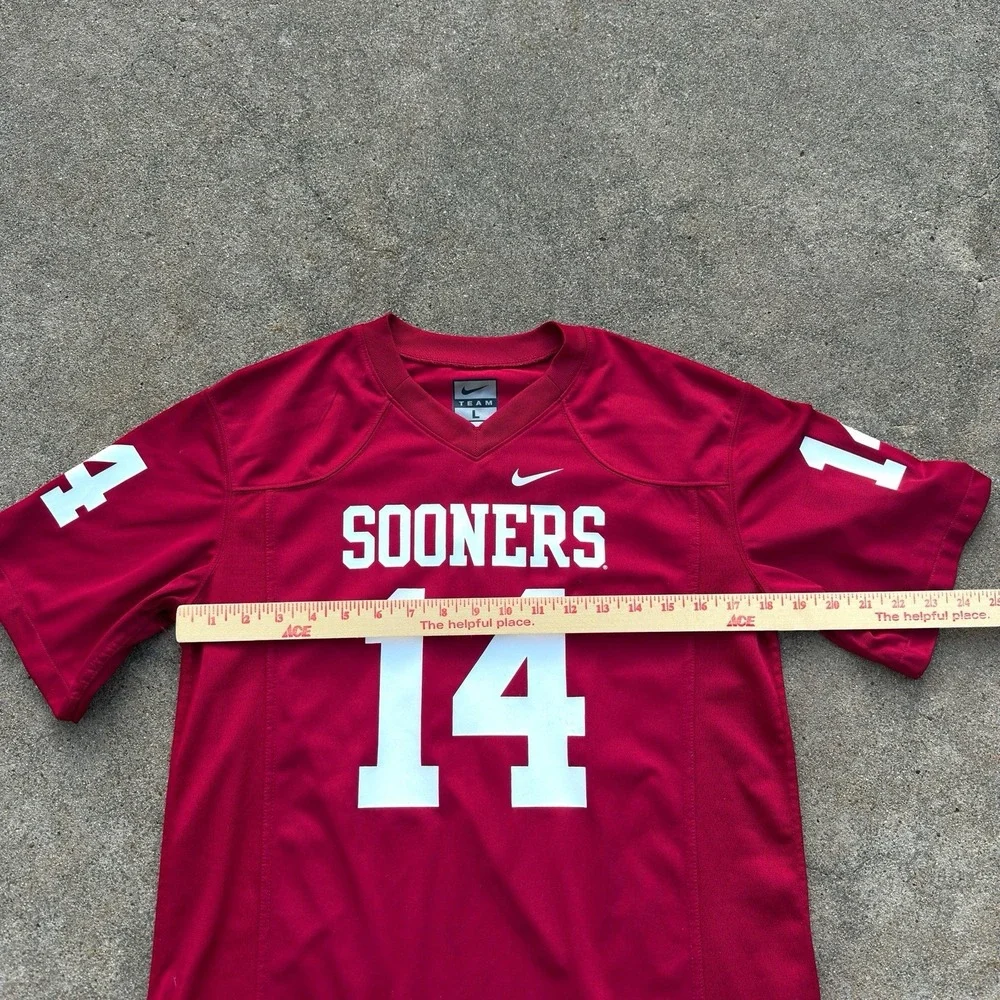 Nike Oklahoma Sooners #14 Football Jersey NCAA Football Red/White Youth Large